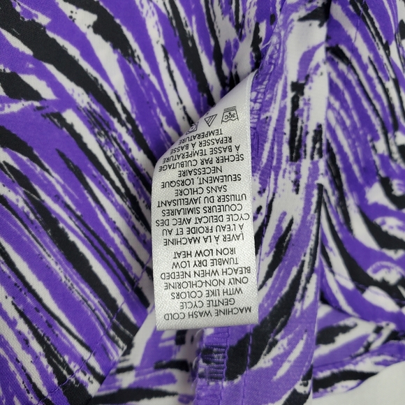 Calvin Klein Sleeveless Blouse Size Large with Purple, Black, and White Pattern - Picture 8 of 16